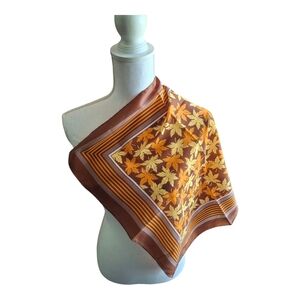 Vintage Masharr Freres Maple Leaf Patterned Scarf